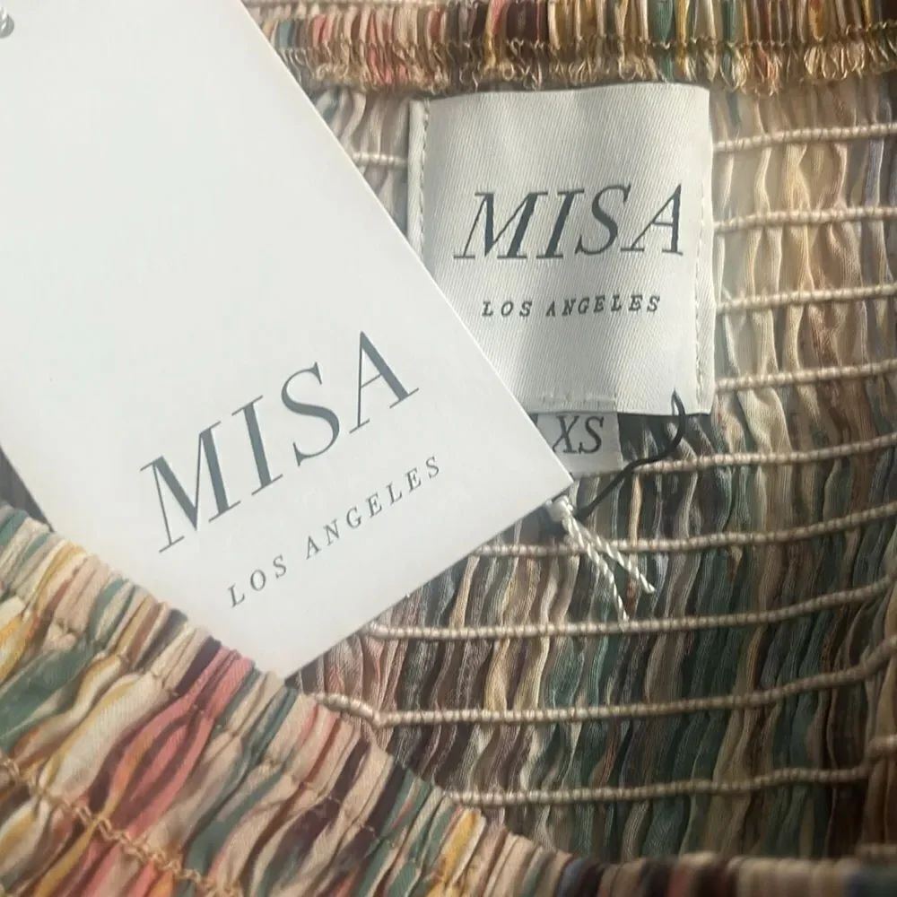 MISA Myka Ikat Strapless Cutout Smocked Cotton Blend Dress $415 - Picture 5 of 6